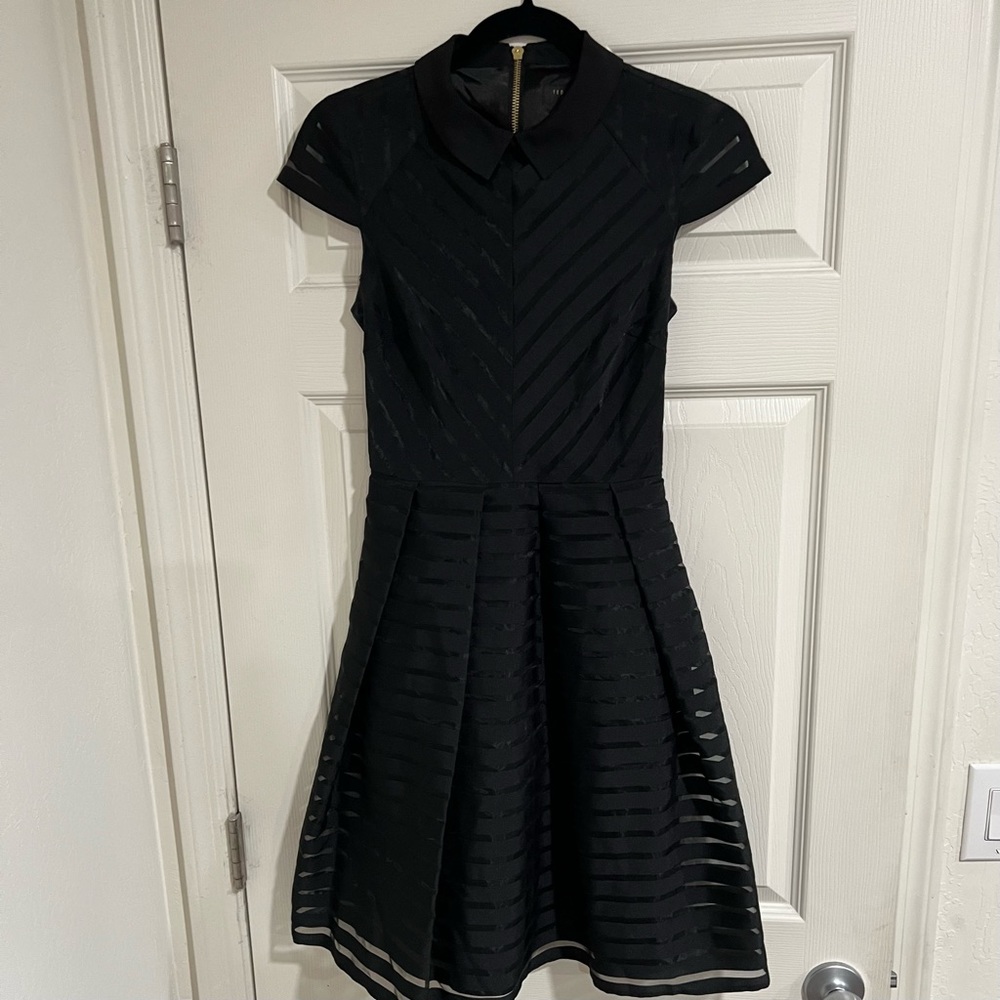 Ted Baker Black Fit and Flare Mini Dress with Peter Pan Collar